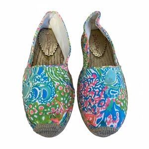 Lilly Pulitzer Floral Tropical Octopus Bright Colourful Espadrille Loafers 7